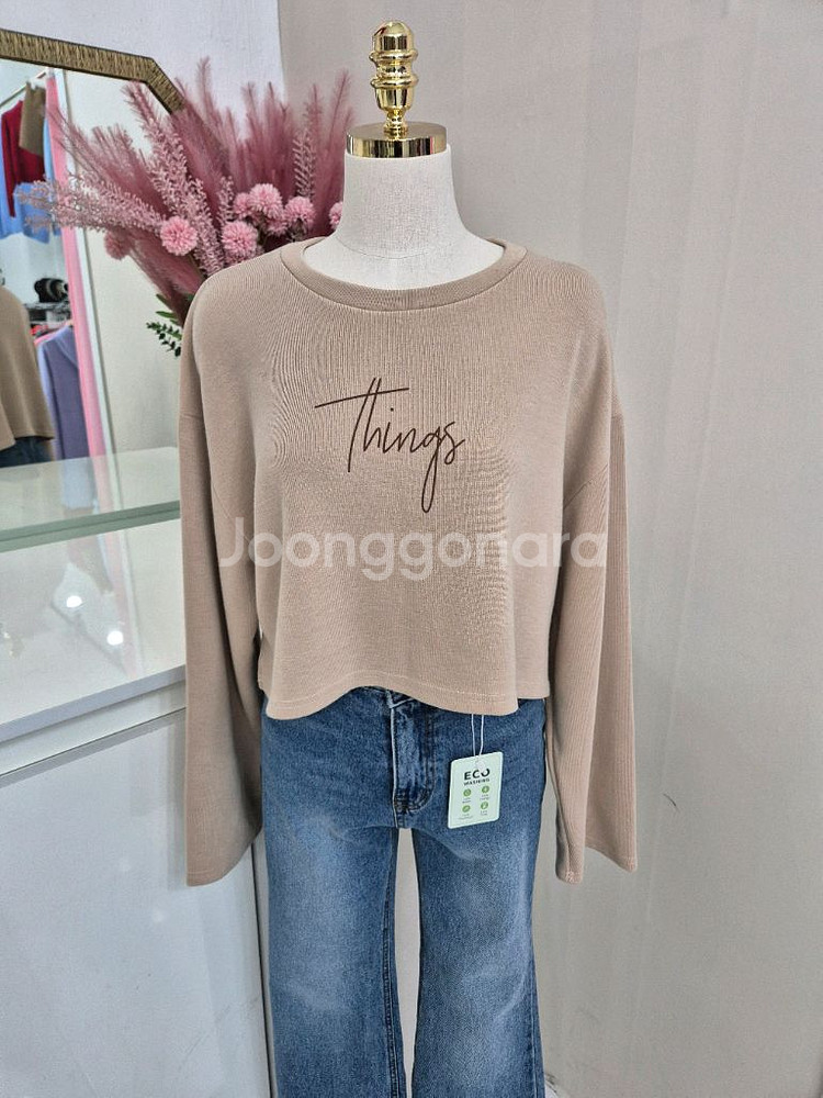 여성 크롭 맨투맨 긴팔티ㅡ무배--4