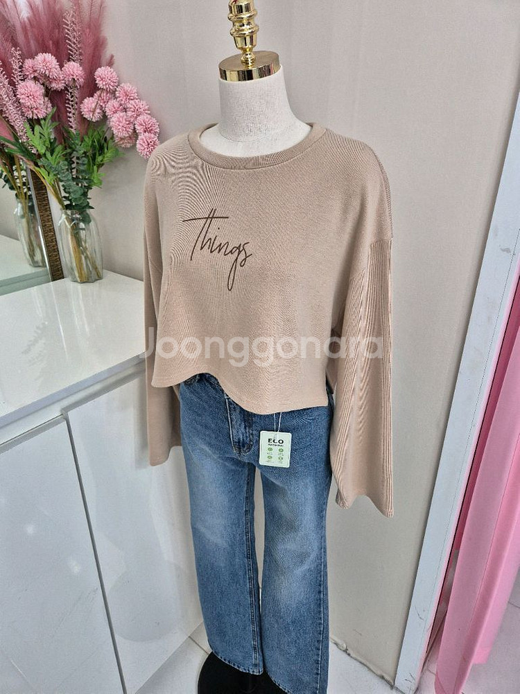 여성 크롭 맨투맨 긴팔티ㅡ무배--7