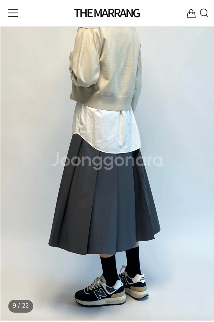 그레이 플리츠 스커트 새상품 A라인 미디스커트--2