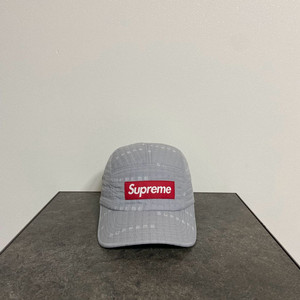 슈프림 스티치 자카드 그레이 레드 박스로고 캠프캡 모자