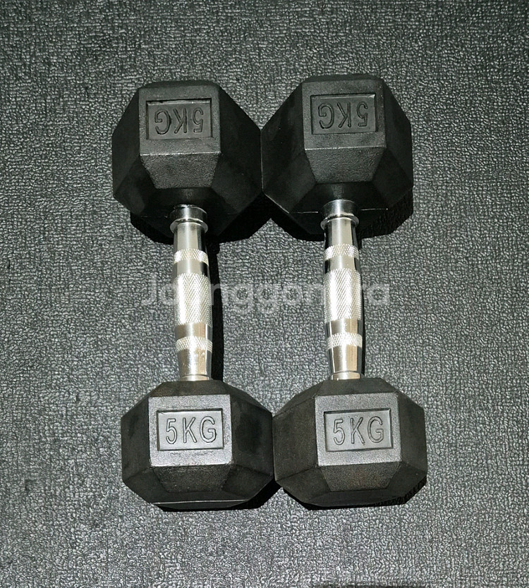 (택포) 5KG 육각 고무 아령 덤벨 두개 한세트--0