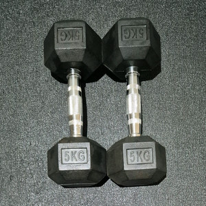 (택포) 5KG 육각 고무 아령 덤벨 두개 한세트