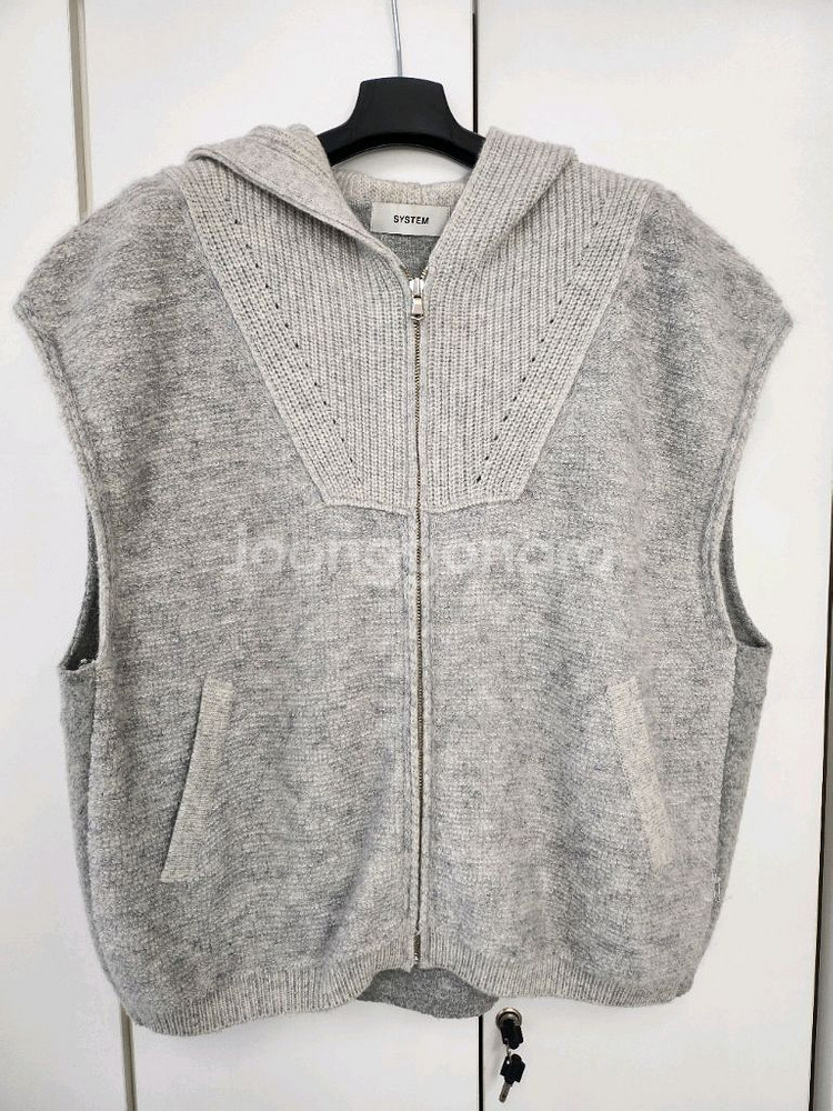 시스템 알파카 블렌드 후드 베스트--0