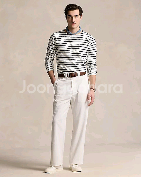 새제품M 폴로 스트라이프 세일러 클래식핏 긴팔 티셔츠--3