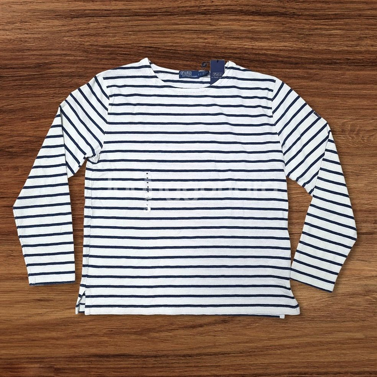 새제품M 폴로 스트라이프 세일러 클래식핏 긴팔 티셔츠--5