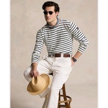 새제품M 폴로 스트라이프 세일러 클래식핏 긴팔 티셔츠--9