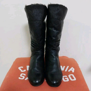 여성 가죽 블랙 통부츠 (235)