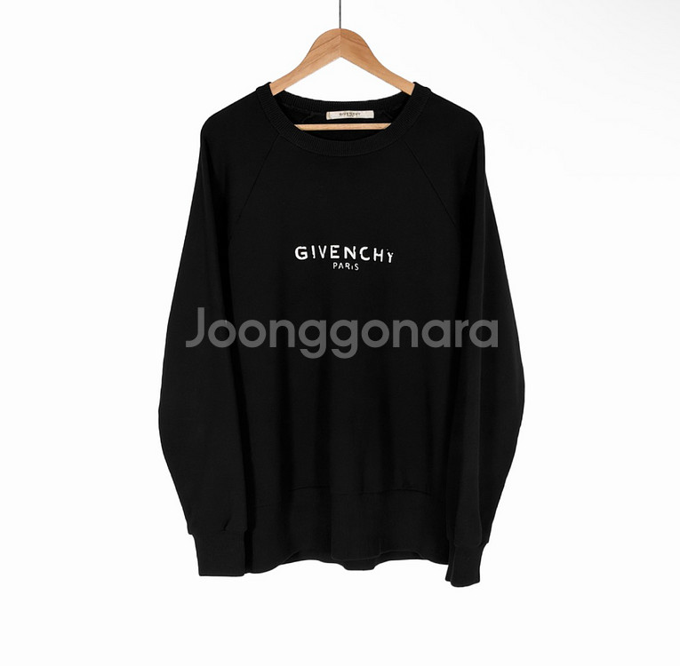 [XL] 지방시 남성 빈티지 크랙 로고 크루넥 맨투맨 블랙--0