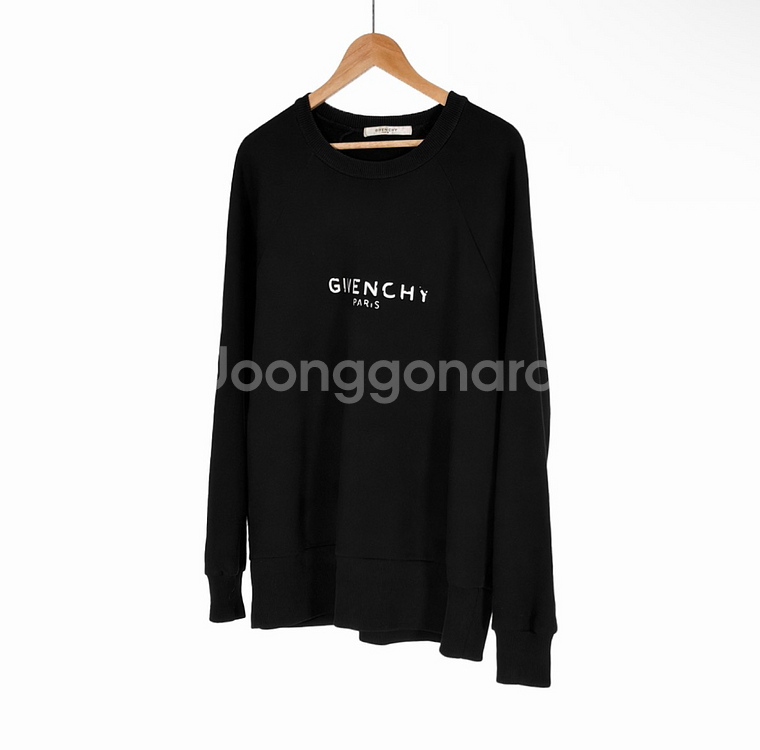 [XL] 지방시 남성 빈티지 크랙 로고 크루넥 맨투맨 블랙--1