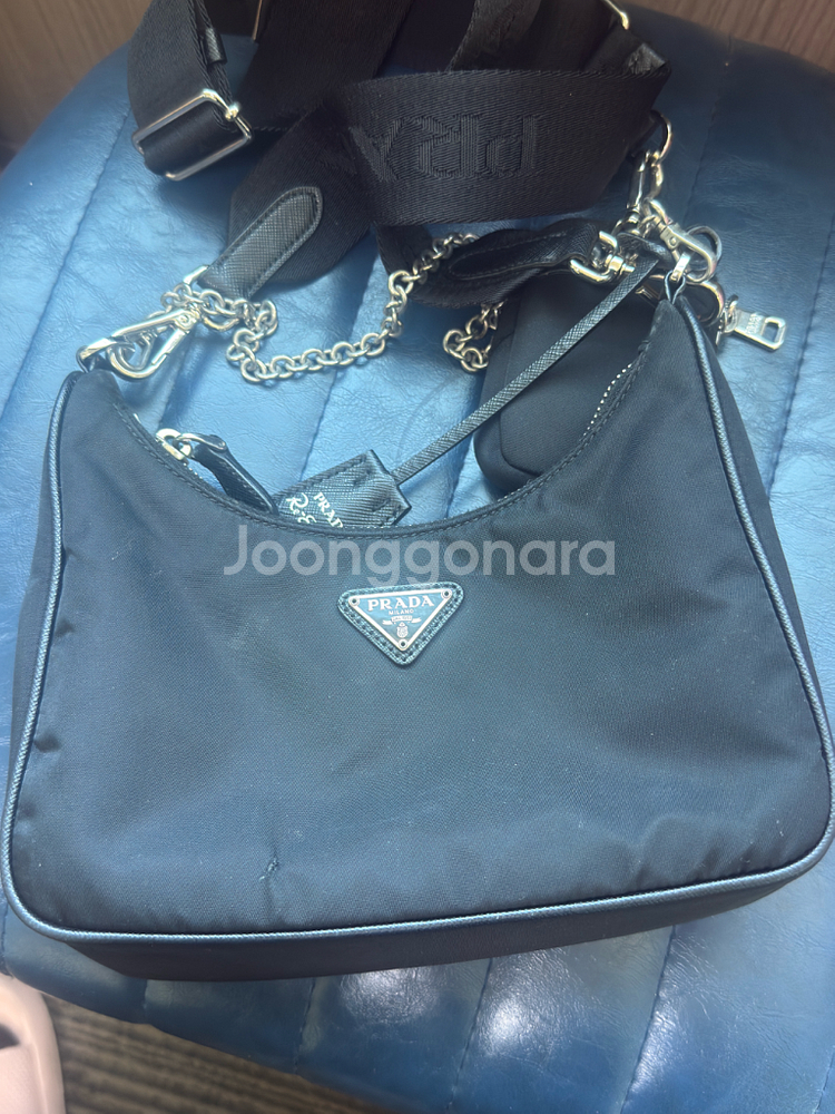 프라다 나일론 테수토 체인 크로스백 블랙--0