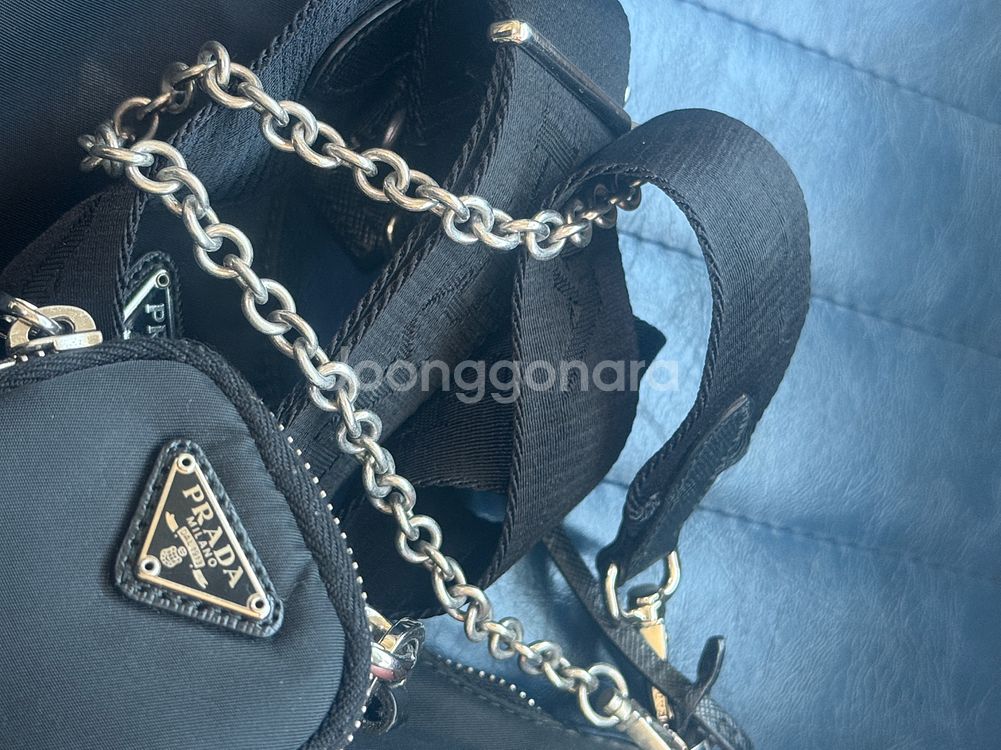 프라다 나일론 테수토 체인 크로스백 블랙--1