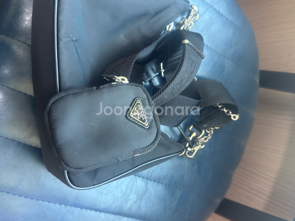 프라다 나일론 테수토 체인 크로스백 블랙--2