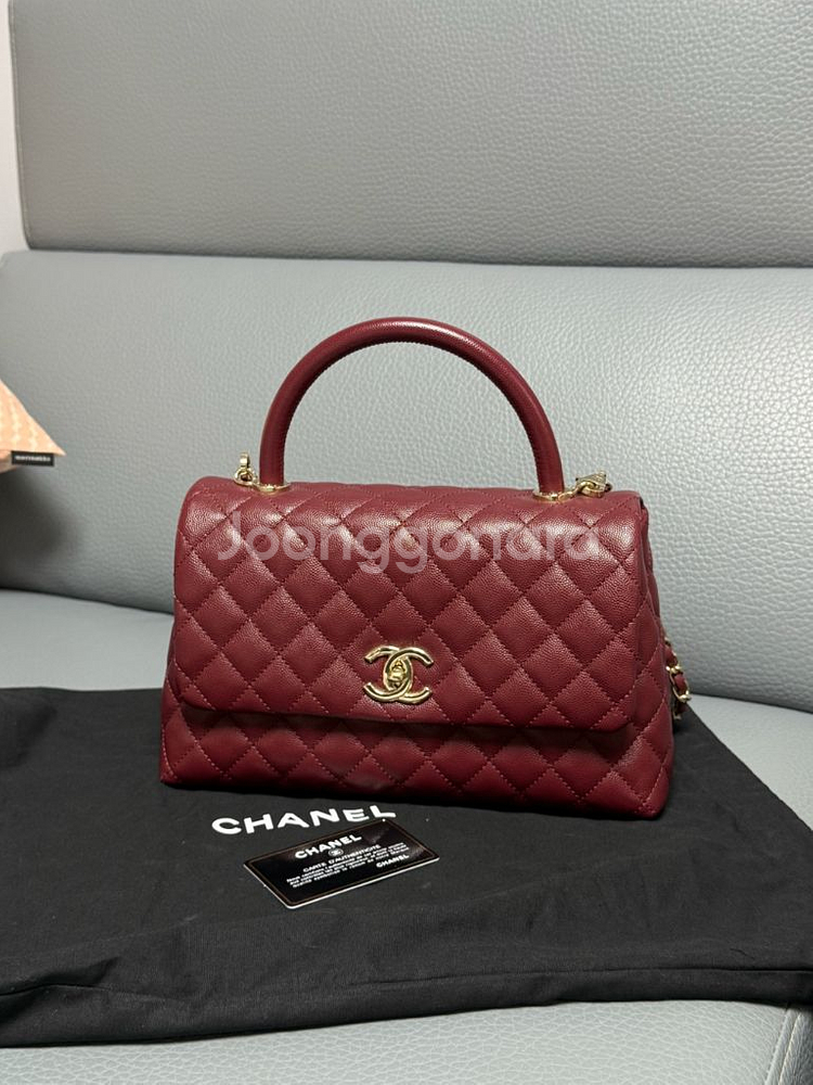 샤넬 코코핸들 미듐 버건디--0