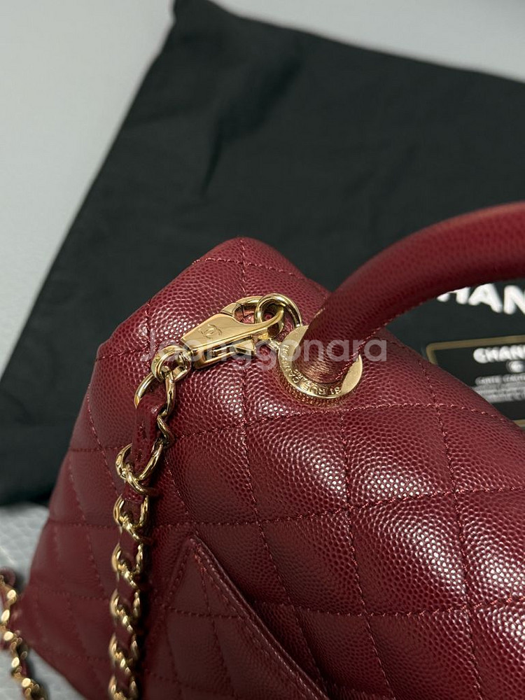 샤넬 코코핸들 미듐 버건디--3