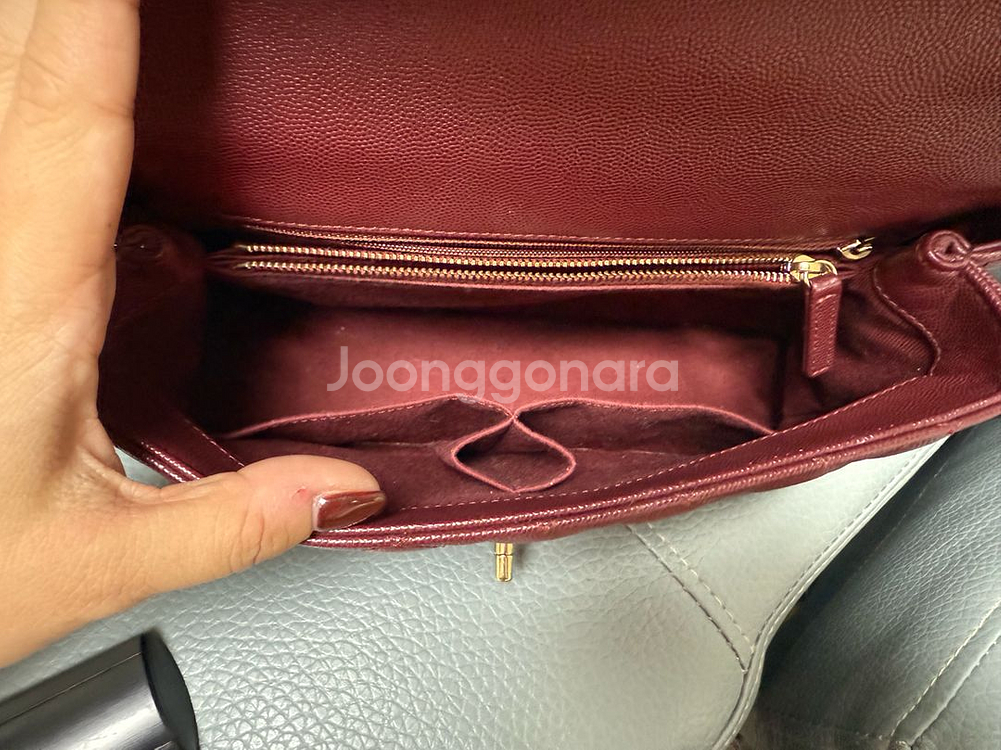 샤넬 코코핸들 미듐 버건디--4