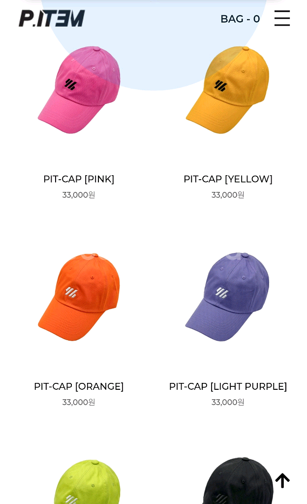 P. ITEM PIT CAP 캡 모자 블랙 레드 옐로우--0