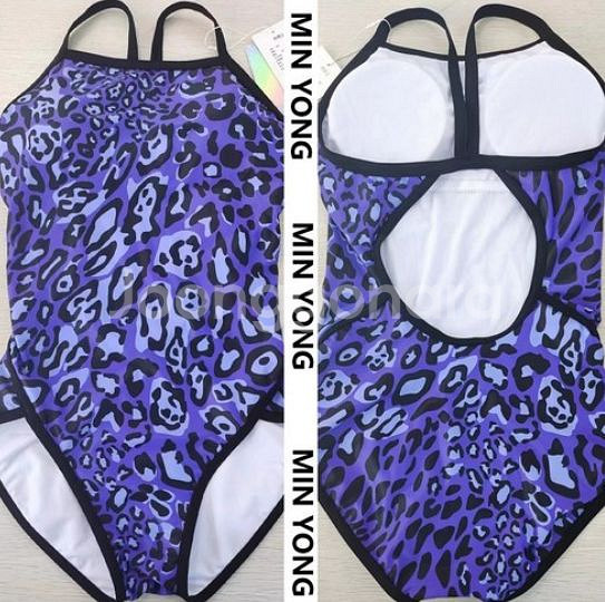 여자 호피무늬 수영복 2XL 사이즈 가슴패드 내장 퍼플--0