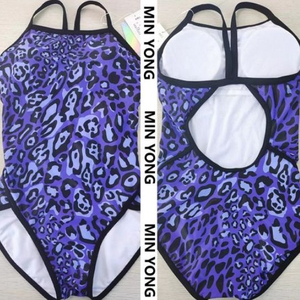 여자 호피무늬 수영복 2XL 사이즈 가슴패드 내장 퍼플
