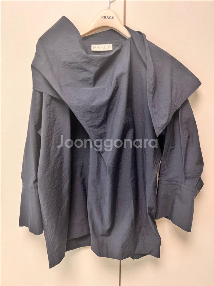 RRACE 레이스 타이 블라우스 네이비 FREE--6