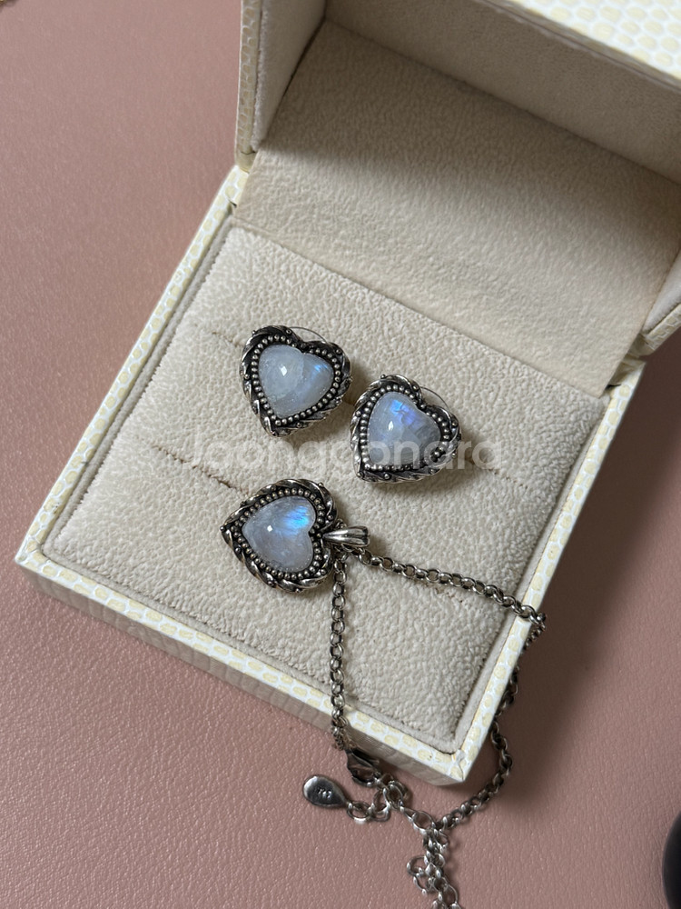 플로움 문스톤 목걸이, 귀걸이(실버)--0