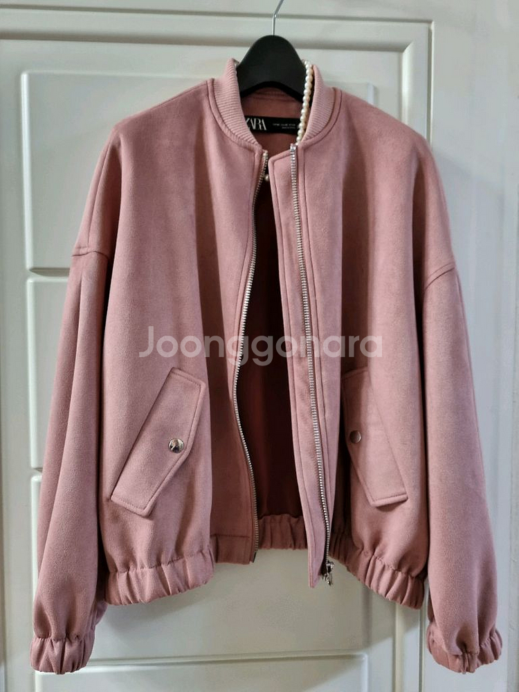 자라 인디핑크 스웨이드 봄버 자켓--0