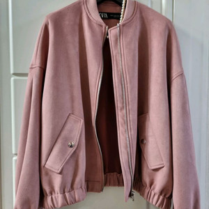 자라 인디핑크 스웨이드 봄버 자켓