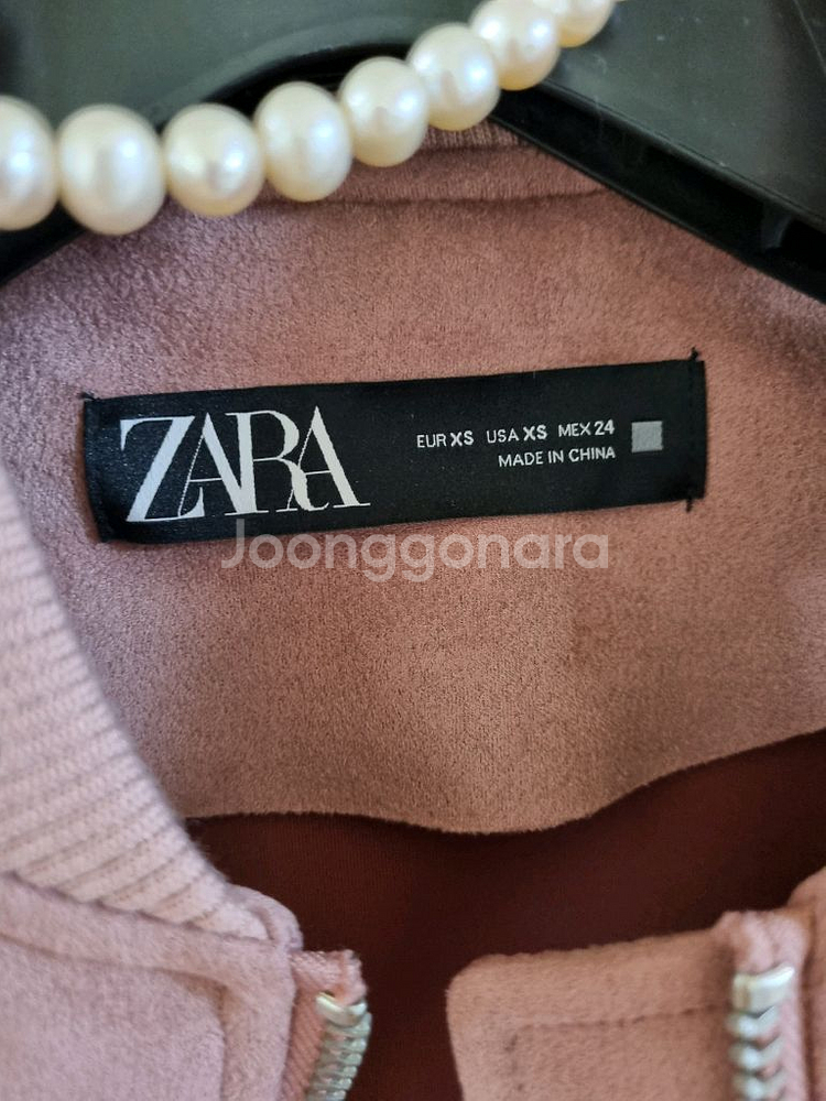 자라 인디핑크 스웨이드 봄버 자켓--2