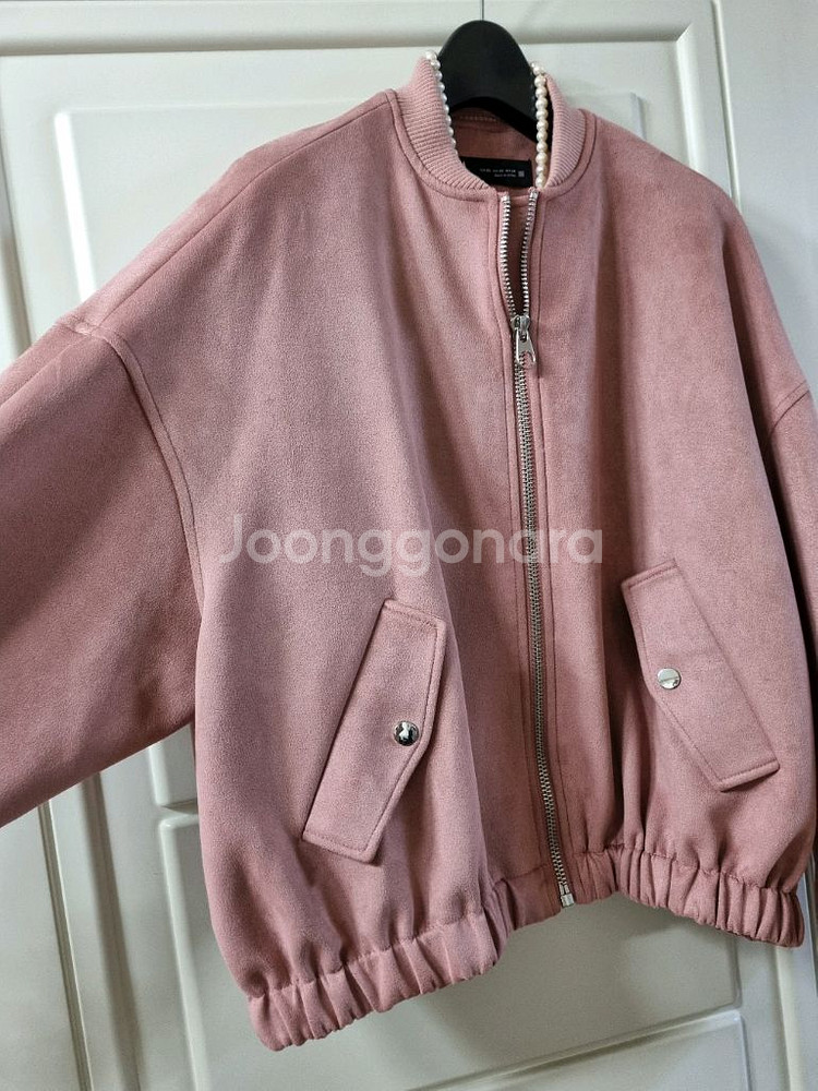 자라 인디핑크 스웨이드 봄버 자켓--1
