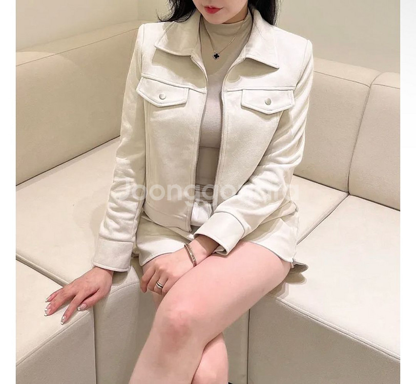 (새상품) 스웨이드 카라 자켓 아이보리--0