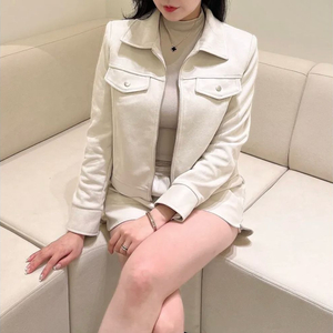 (새상품) 스웨이드 카라 자켓 아이보리