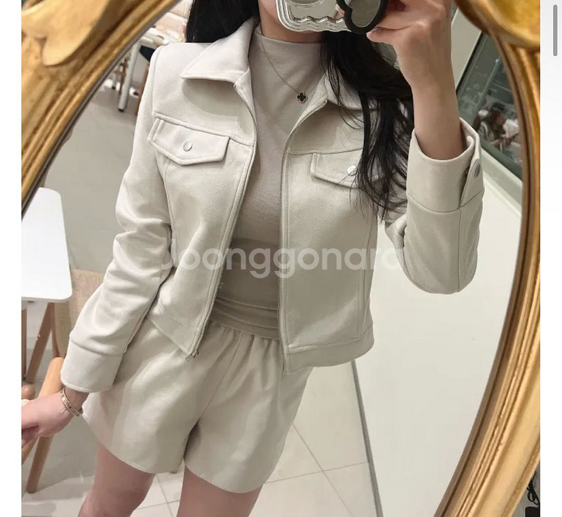 (새상품) 스웨이드 카라 자켓 아이보리--1