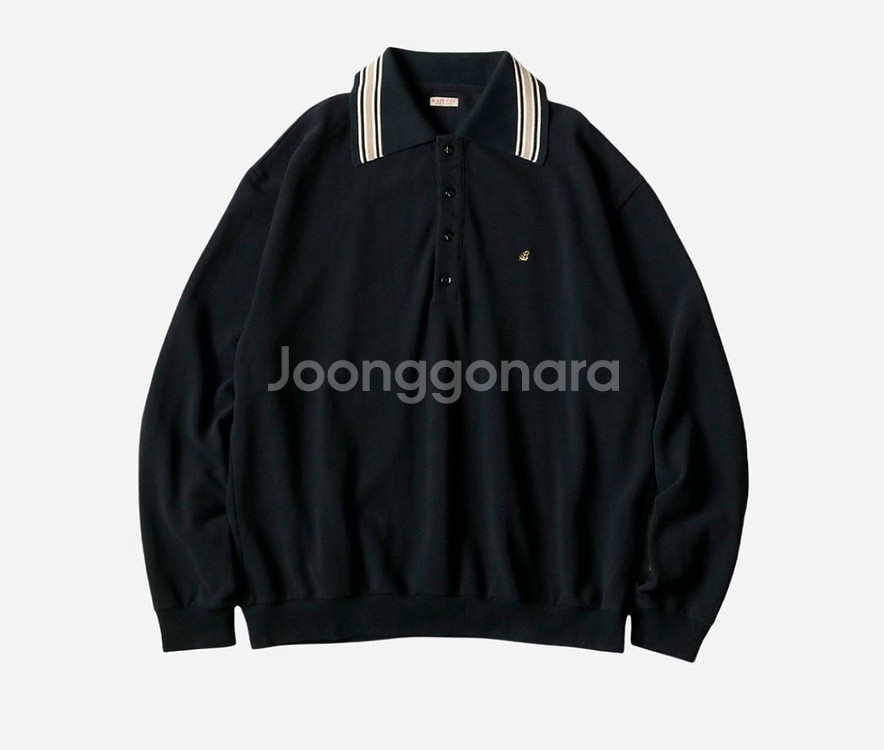 [2] 캐피탈 피케 랑글 컬러 레트로 폴로 블랙--0