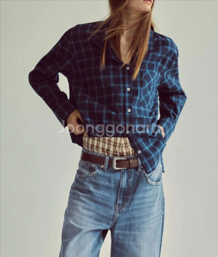 [새상품]ZARA 자라 체크 셔츠 M--6