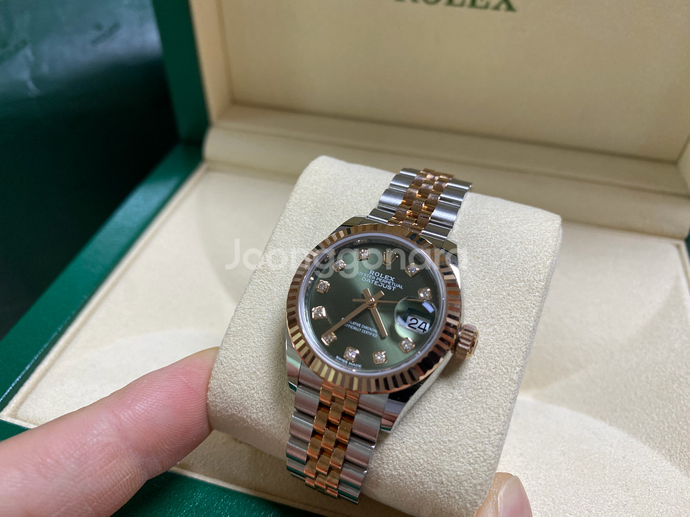 롤렉스 데이저스트 28 올리브그린 텐포 콤비--3
