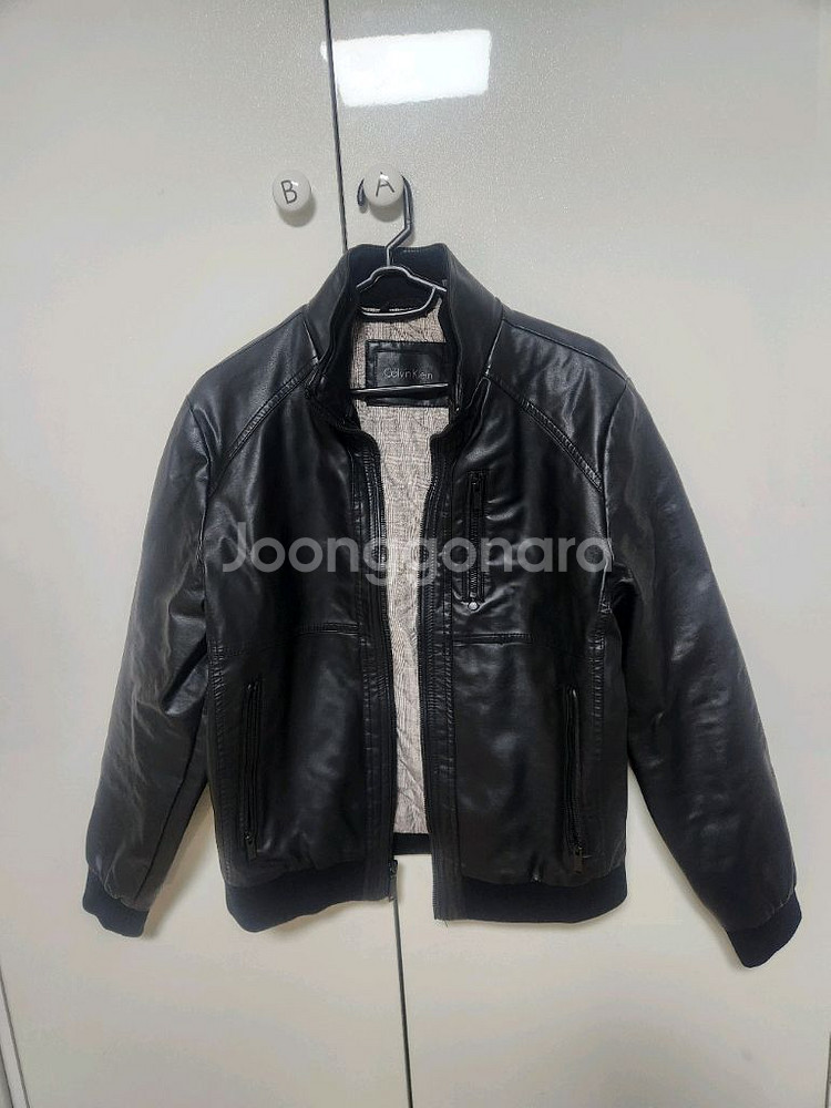 캘빈클라인 블랙 레더 자켓--0