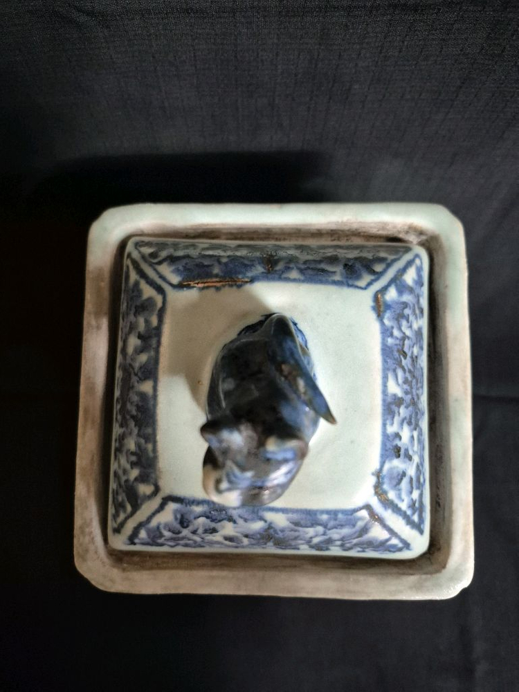 청화 백자 도자기 사각 향로 이미지