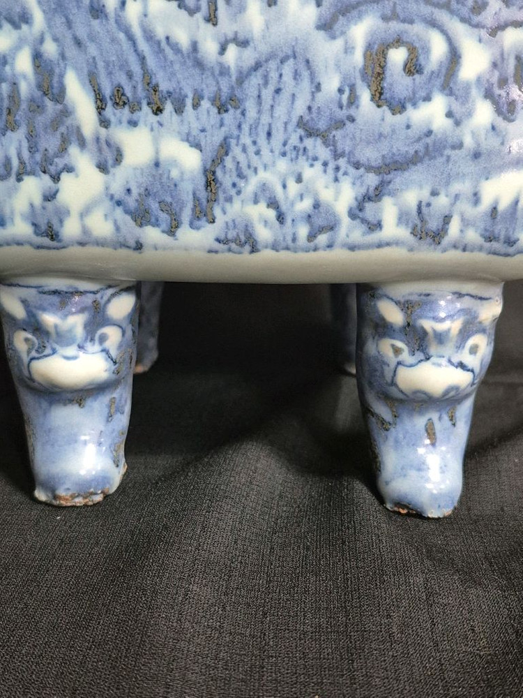 청화 백자 도자기 사각 향로 이미지