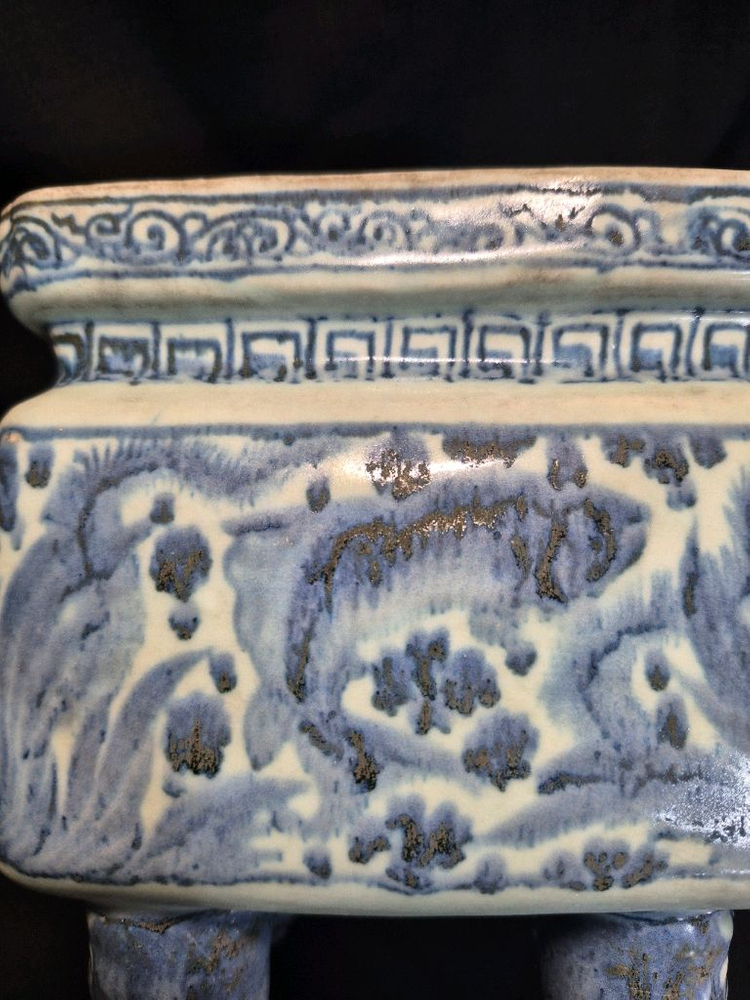 청화 백자 도자기 사각 향로 이미지