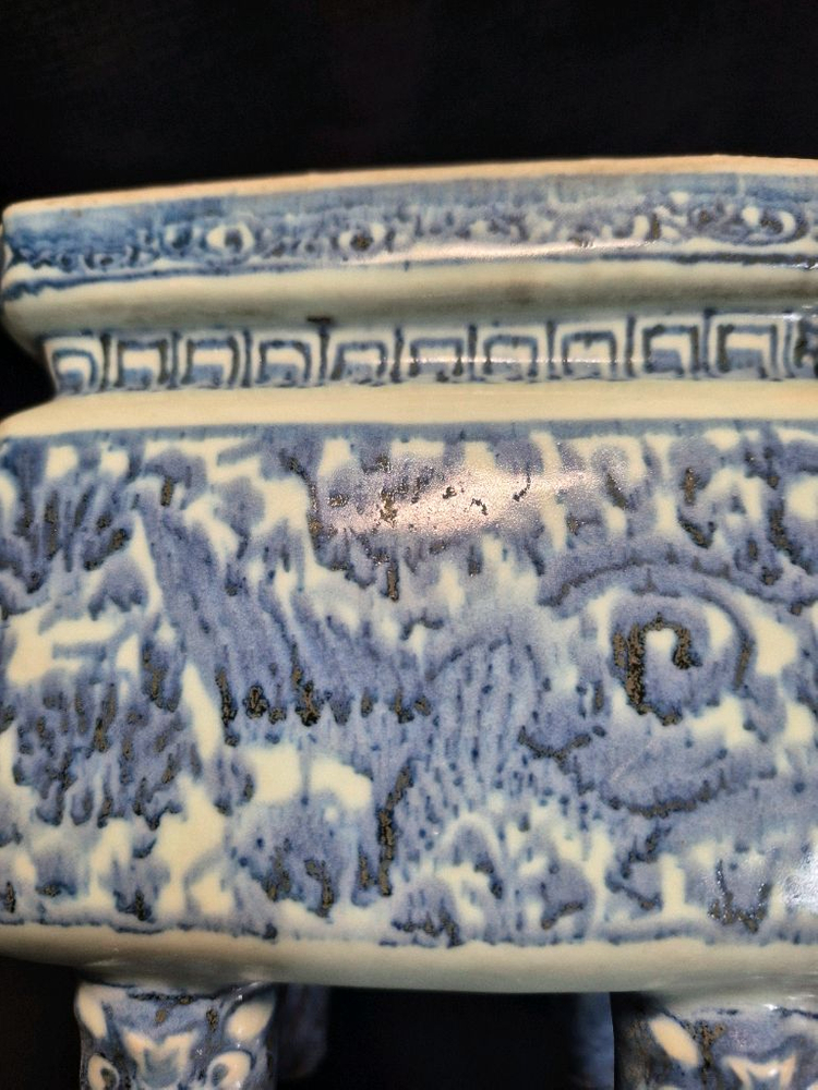 청화 백자 도자기 사각 향로 이미지