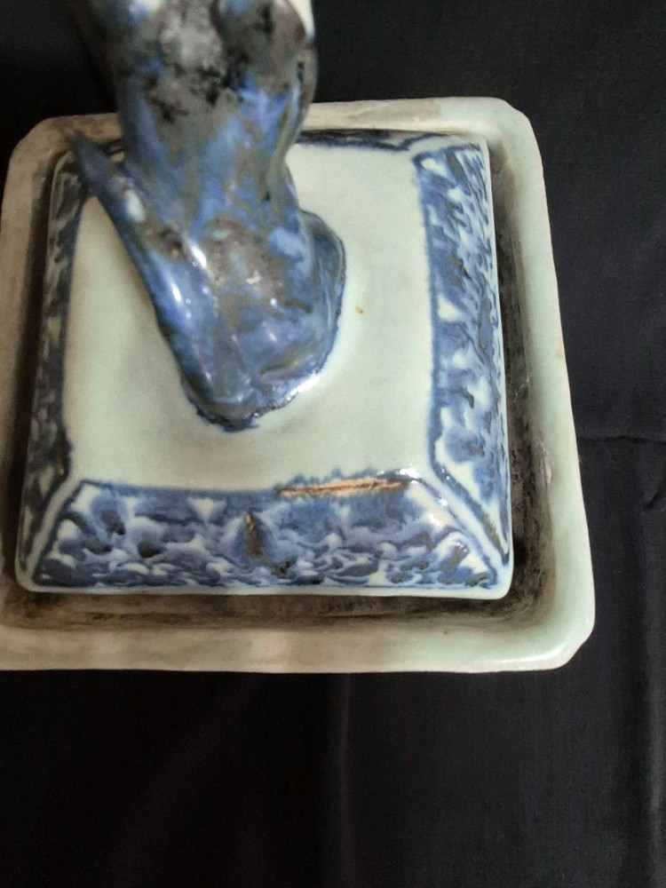 청화 백자 도자기 사각 향로 이미지