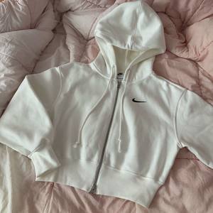 나이키 크롭 후드집업 화이트 s