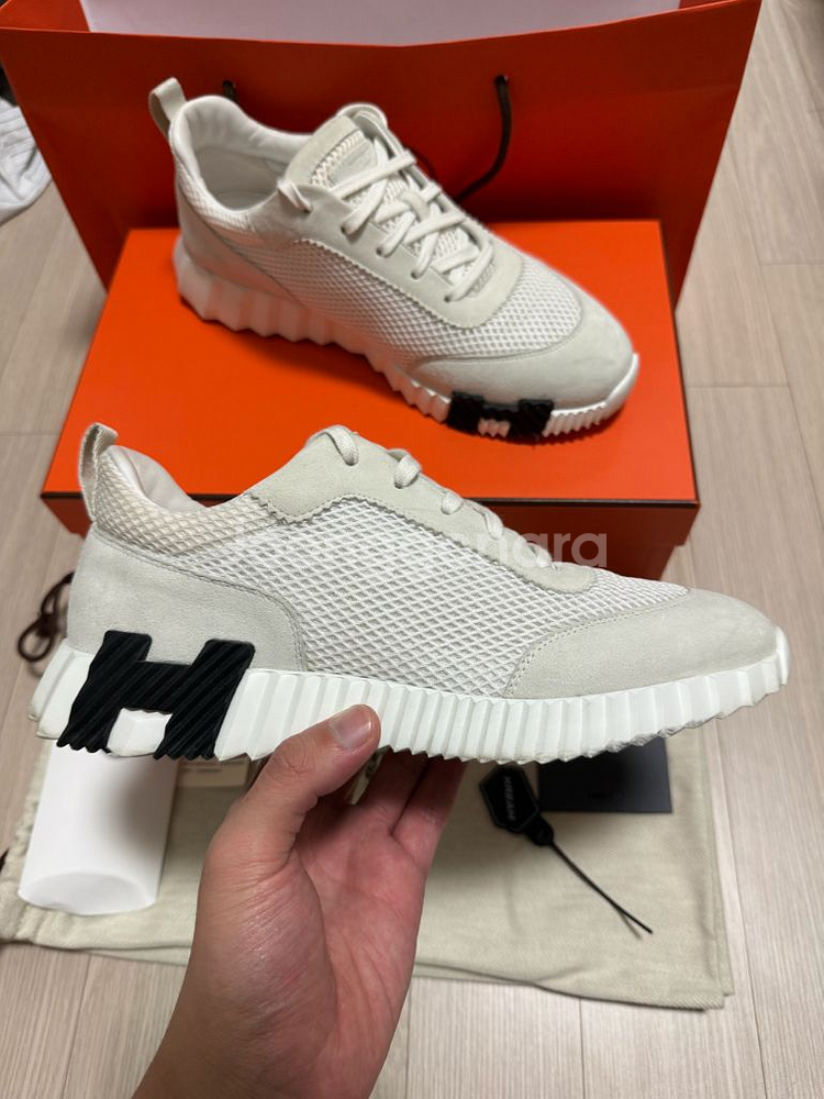 [41] 에르메스 바운싱 스니커즈 메쉬 스웨이드 블랑--1