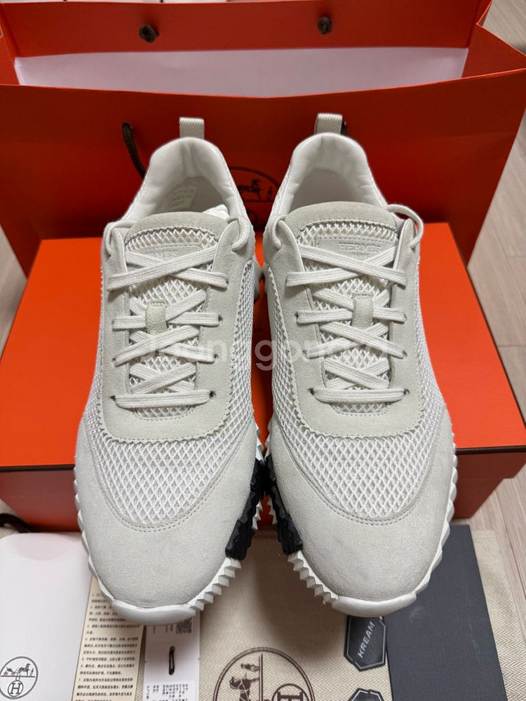 [41] 에르메스 바운싱 스니커즈 메쉬 스웨이드 블랑--5