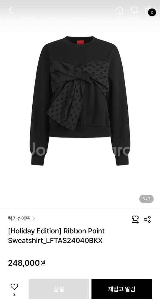 럭키슈에뜨 리본포인트 맨투맨 36--1