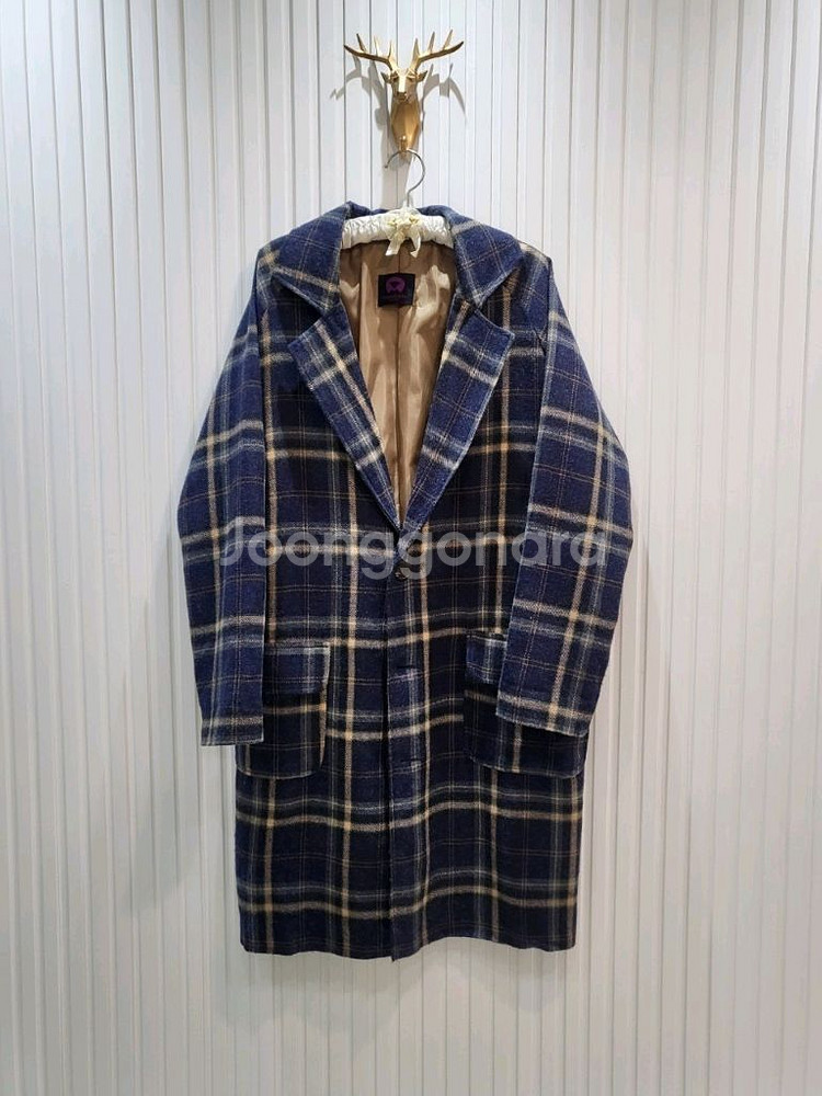 체크 오버핏 롱자켓 (F)--1