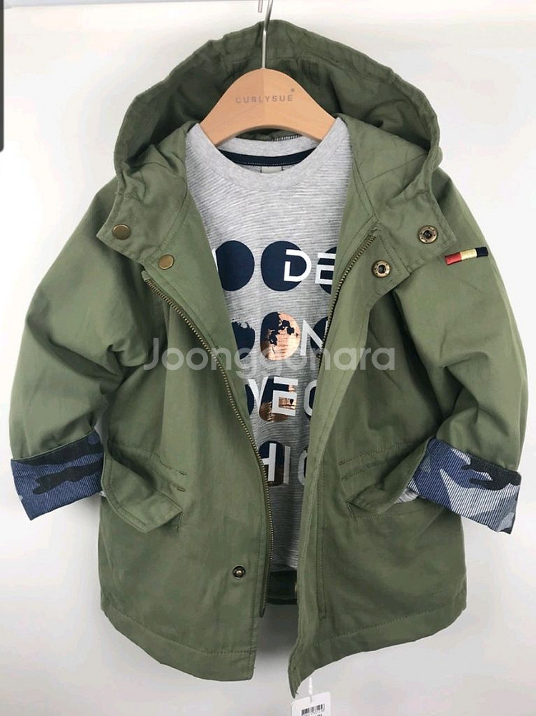 컬리수 아동 카키 야상점퍼 140사이즈--4