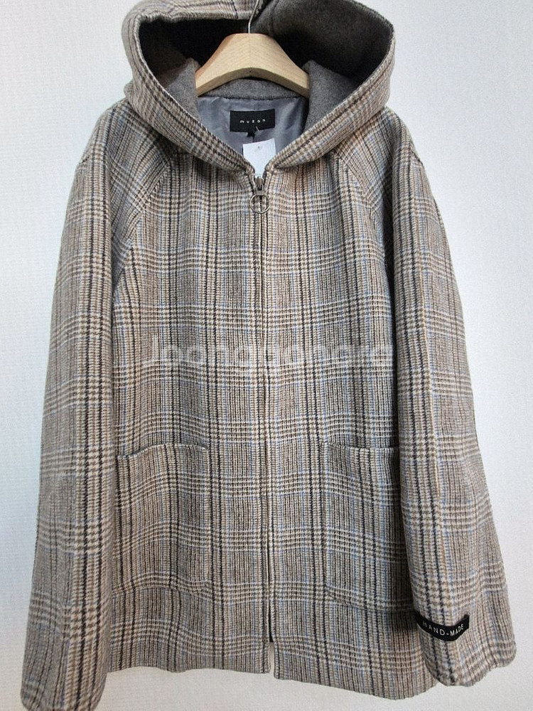 muzak 울체크 핸드메이드 코트--0