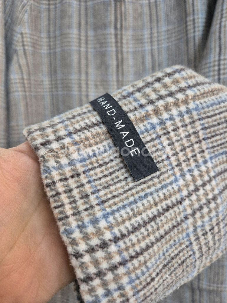 muzak 울체크 핸드메이드 코트--3