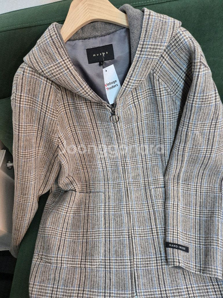 muzak 울체크 핸드메이드 코트--9