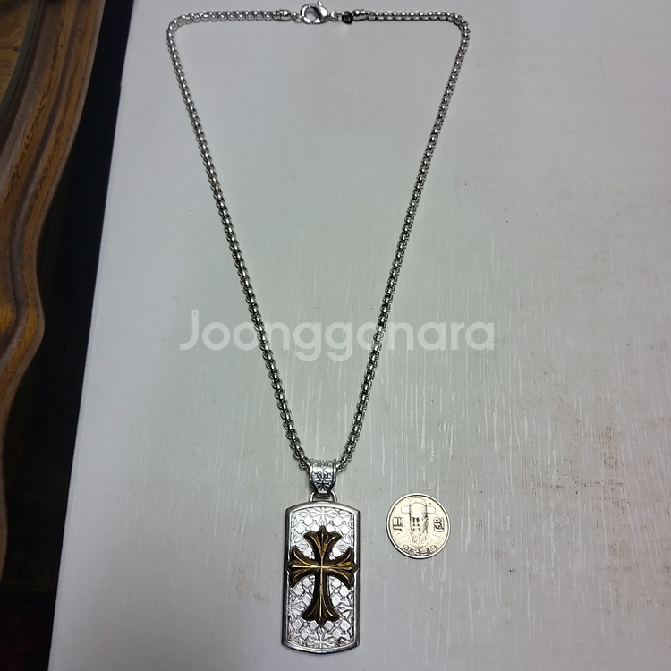 백동 족은 십자가 목걸이 78g--1